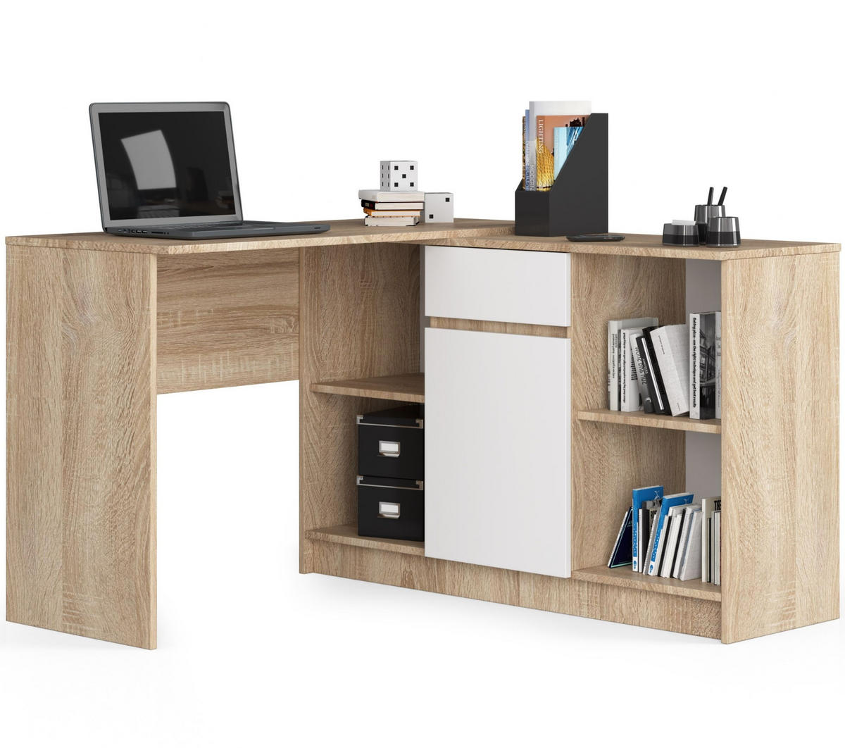 KOMMODE Eiche Sonoma, Weiß 77/120/40 - Weiß, Holzwerkstoff (120/77/40cm) - RAUMHIRSCH FURNITURE