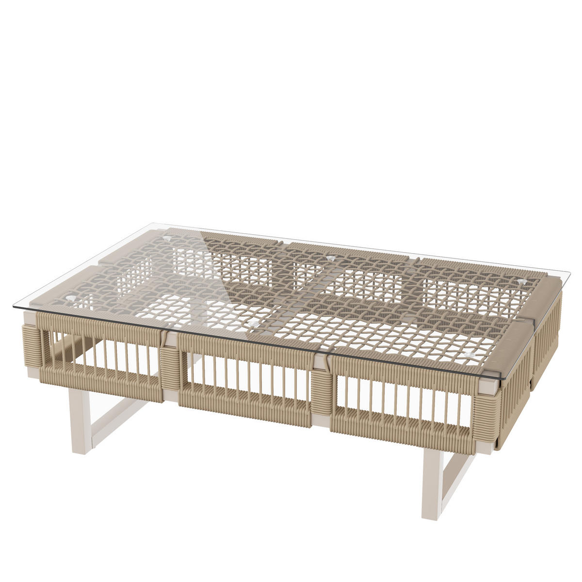 LOUNGEGARNITUR aus Eisen 225x167x81.5cm Beige mit modularem Design - Beige, Metall - Modfu