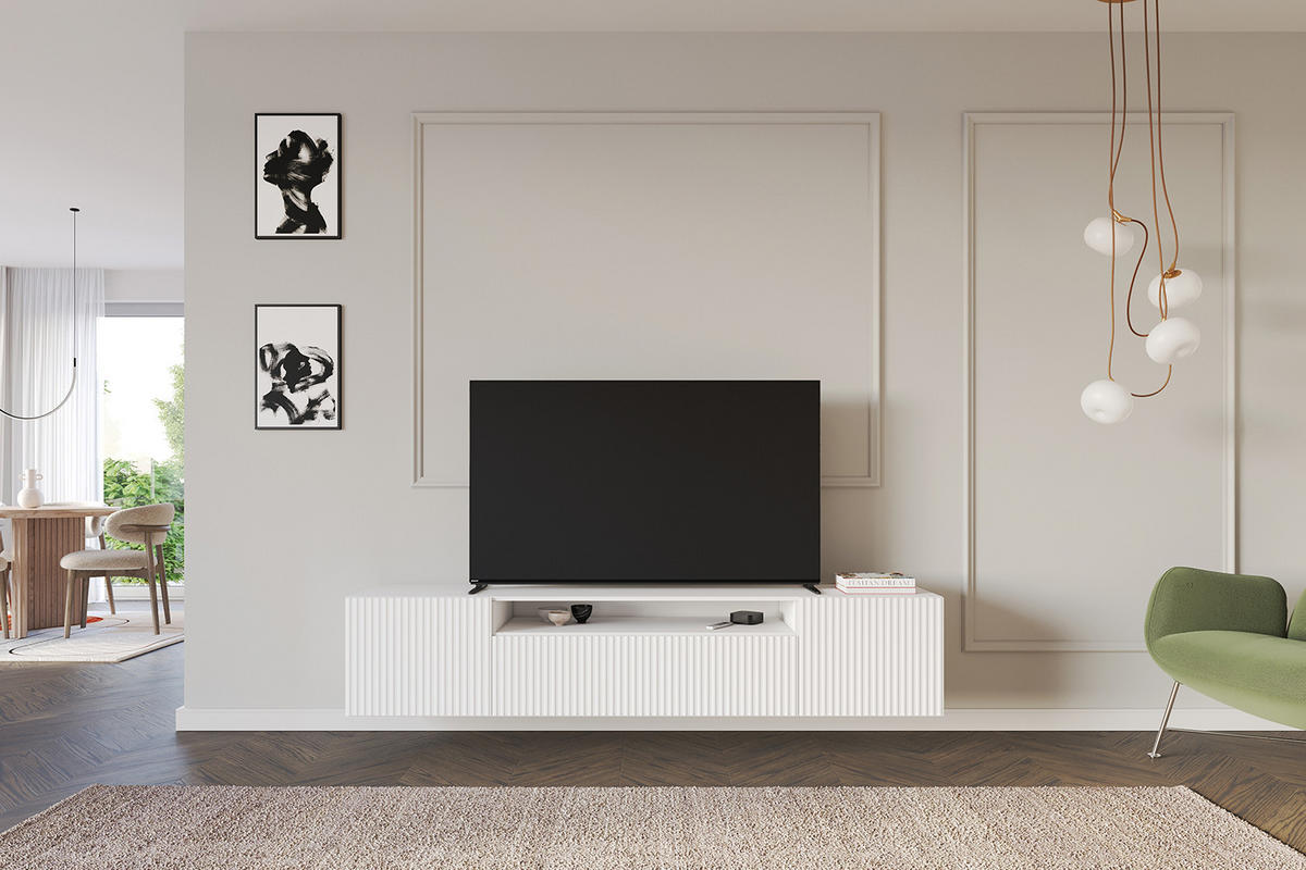 LOWBOARD NOA-2-W 200x40x41 cm - Weiß - Weiß, Holzwerkstoff (200/40/41cm) - ALTDECOR