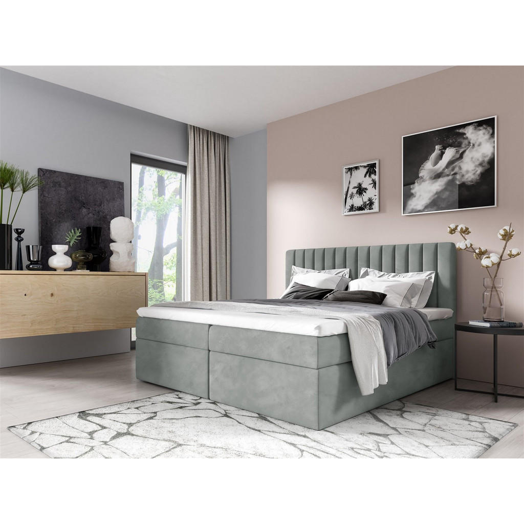 Thumbnail - Fun Möbel Boxbett, Hellblau, Textil, 140x200 cm, Schlafzimmer, Betten, Boxspringbetten
