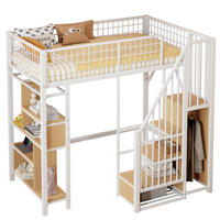 HOCHBETT 90/200 cm in Weiß – mit Stauraumtreppe und offenem Unterbau - Weiß, Metall (90/200cm) - BEAOK