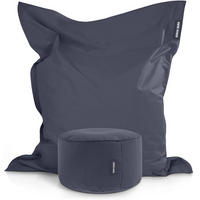 XXL-SITZSACK + Pouf 2er Set - 140x180cm - Dunkelgrau, Textil (140/25/180cm) - Green Bean