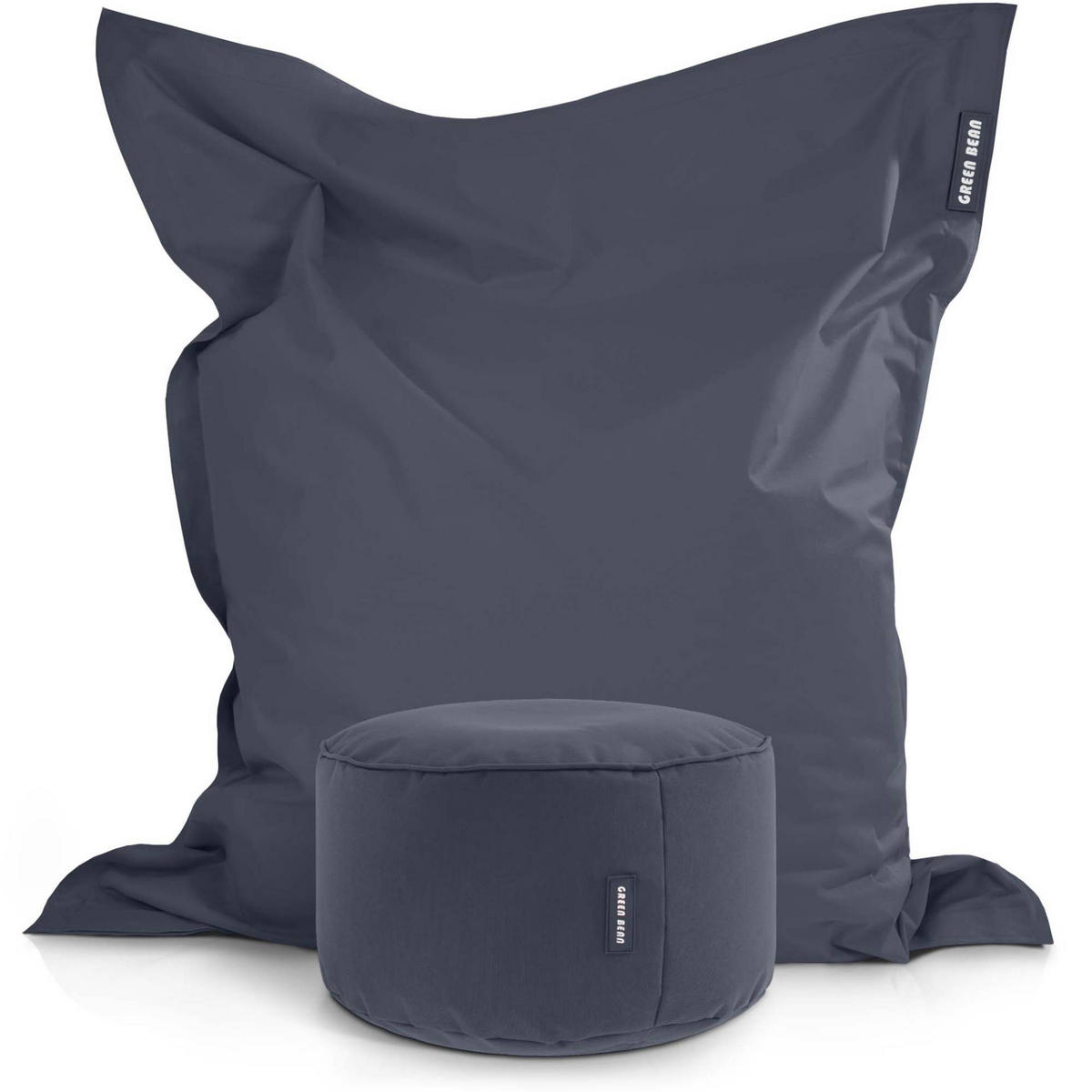 XXL-SITZSACK + Pouf 2er Set - 140x180cm - Dunkelgrau, Textil (140/25/180cm) - Green Bean