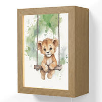 WANDLEUCHTE Löwe - Tier - Kinder - Dschungel 15x20 cm - Weiß, Holzwerkstoff (15/20/8cm) - OnlyWow