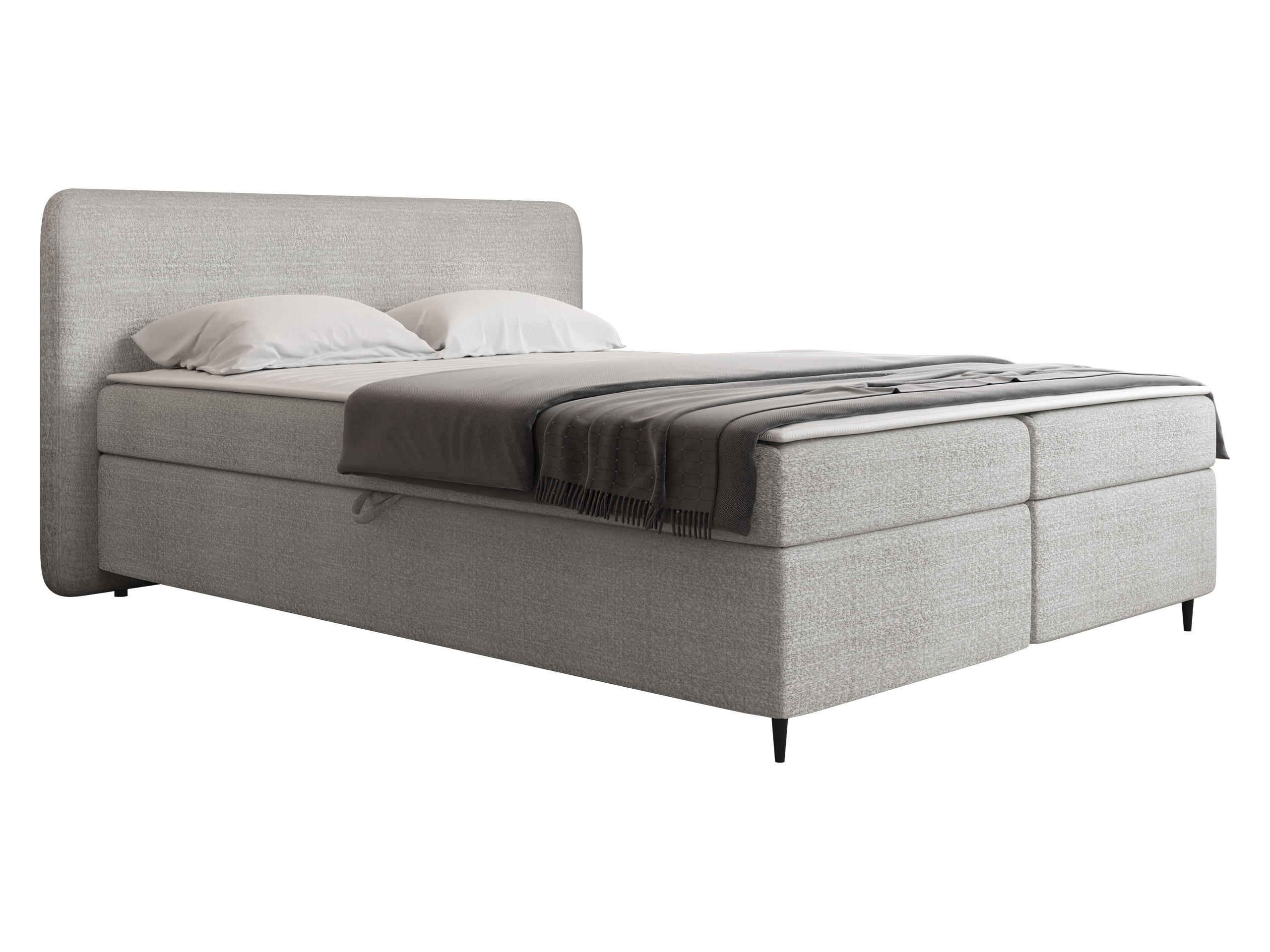 BOXBETT Boho II - Hellgrau/Schwarz, Holz/Holzwerkstoff (160/200cm) - MIRJAN24