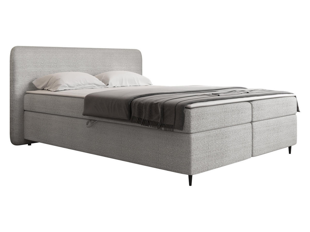 BOXBETT Boho II - Hellgrau/Schwarz, Holz/Holzwerkstoff (180/200cm) - MIRJAN24