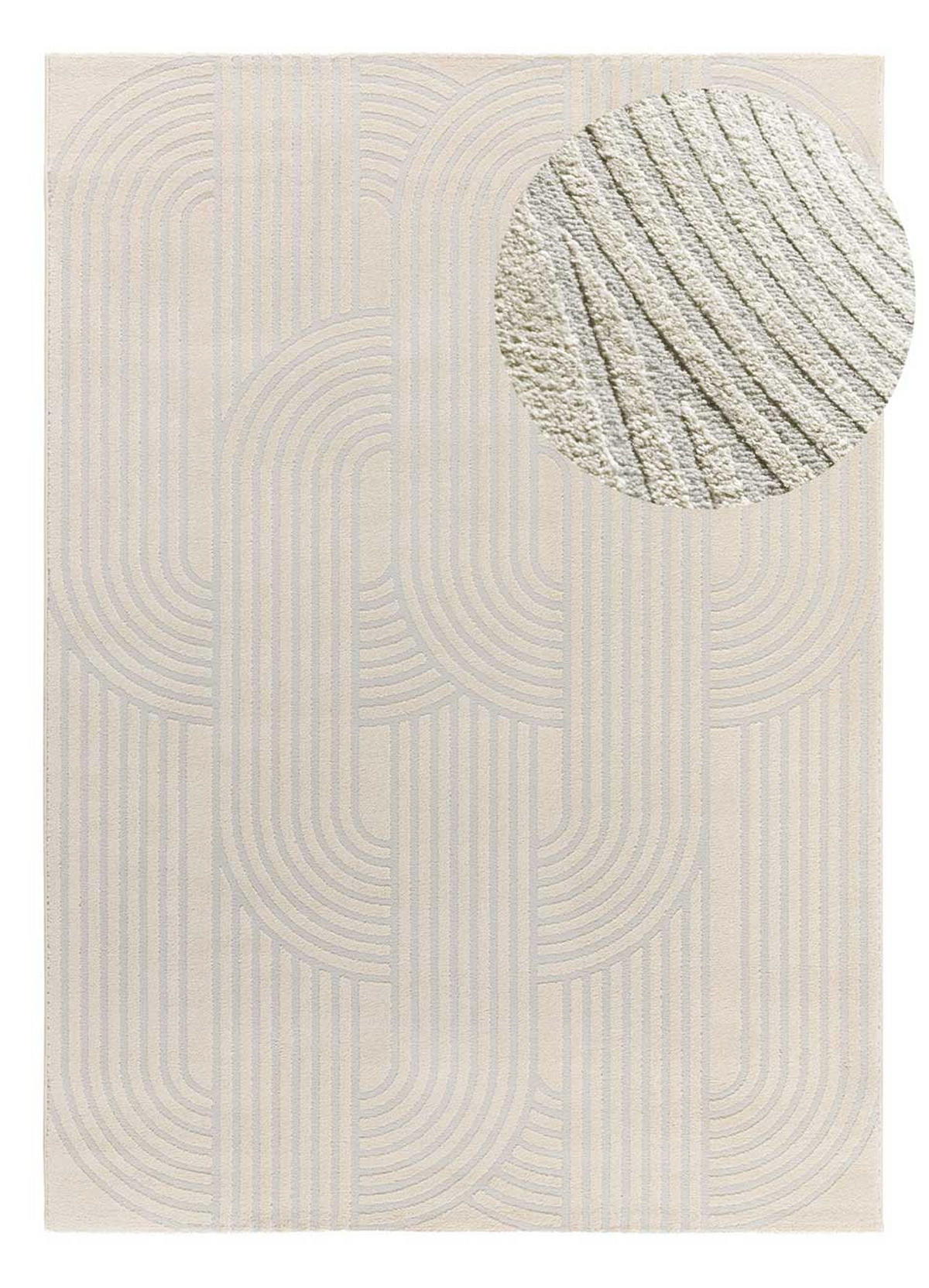 WEBTEPPICH creme Baresa 133/190 cm - Silberfarben/Creme, Naturmaterialien/Textil (133/190cm) - Atticgo