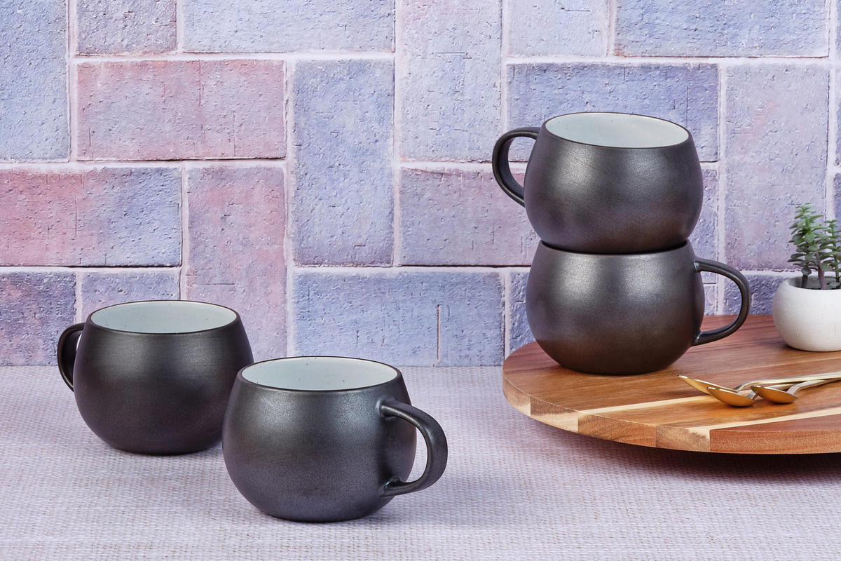 BECHER Gourmet 700ml - 4er-Set - Onyx - Schwarz, Keramik (0.7L) - Björn