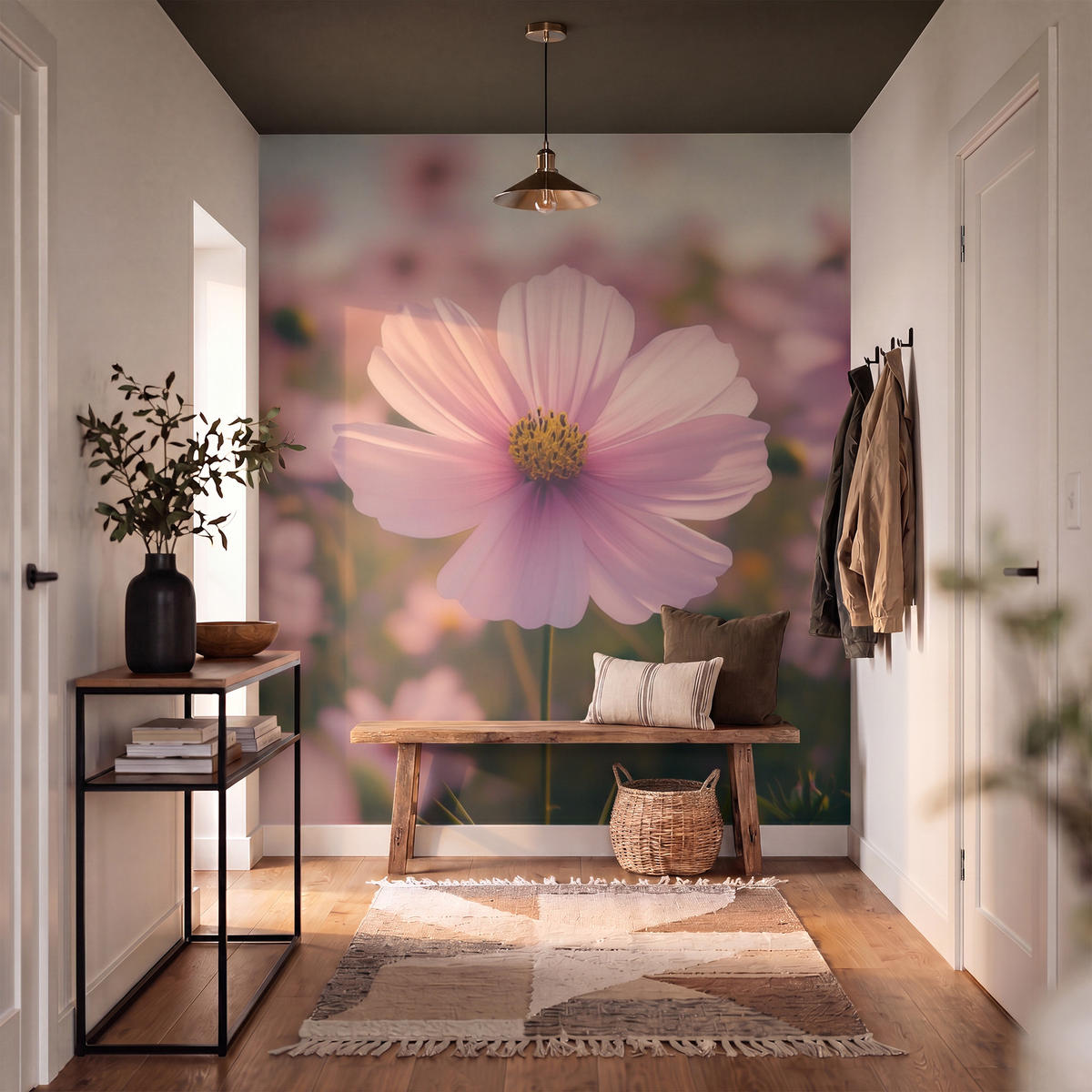 TAPETE - Blumen - Lila - Unscharf - 180x200 cm - Rosa, Papier (180/200cm) - OnlyWow