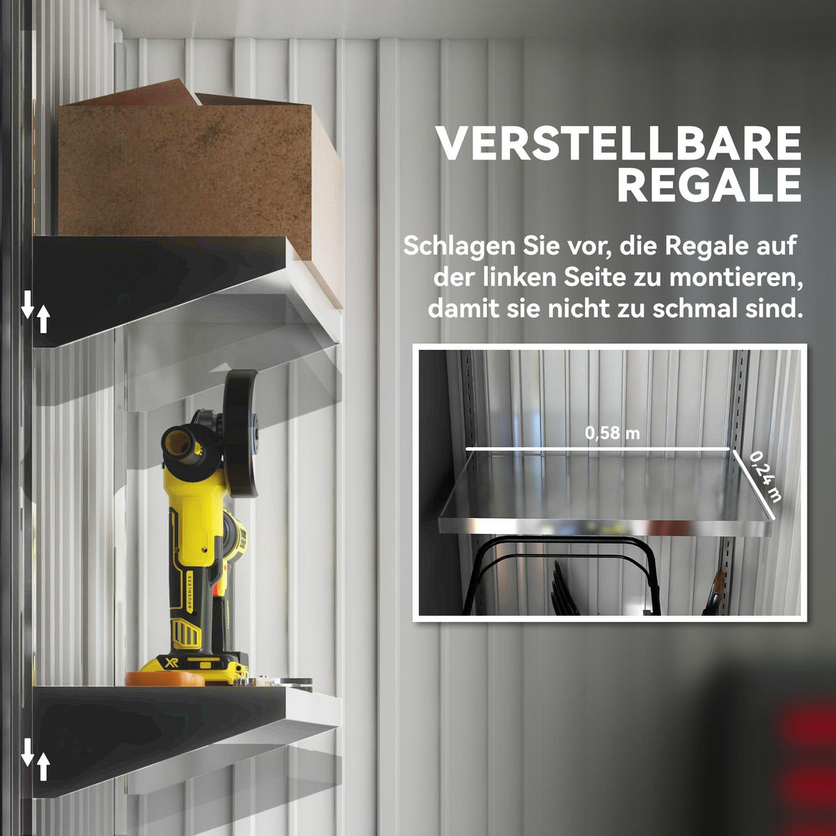 METALL Gerätehaus 1,36m² 161 x 95 x 181cm Geräteschuppen mit Pultdach Fundament - Dunkelgrau, Metall (95/181/161cm) - Outsunny