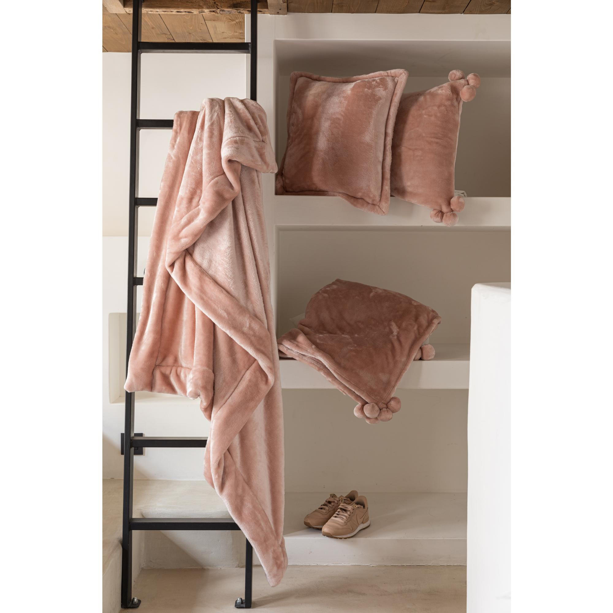 KISSEN Tender Pompons weißdorn 45 x 45 cm - Altrosa, Textil (45/45cm) - Vivaraise