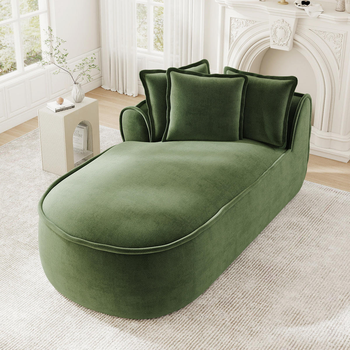 RÉCAMIERE linke Chaiselongue mit Kissen, DE-42643, Grün - Grün, Textil (164/67/92cm) - ComfortXL