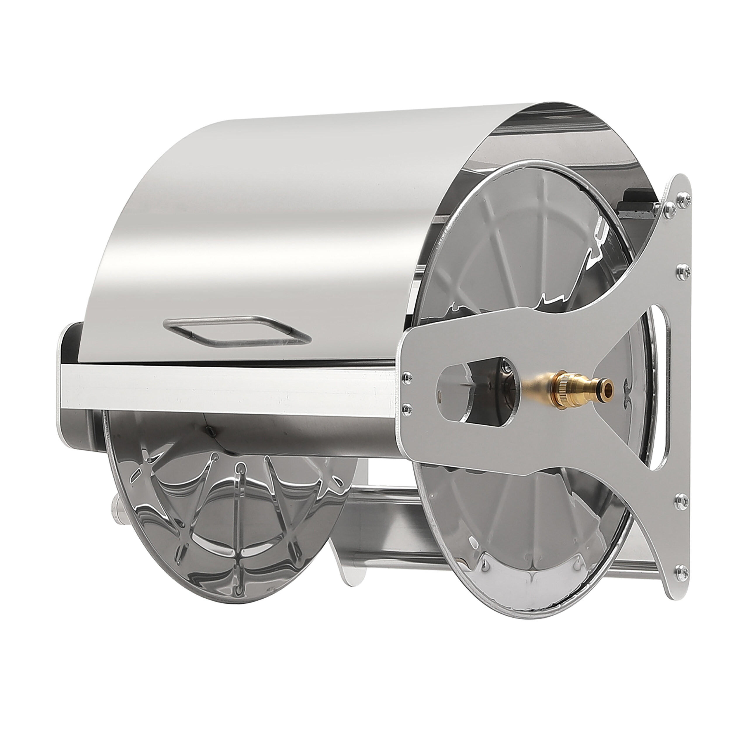 SCHLAUCHTROMMEL - Silberfarben, Metall (40/31/36cm) - Relaxdays