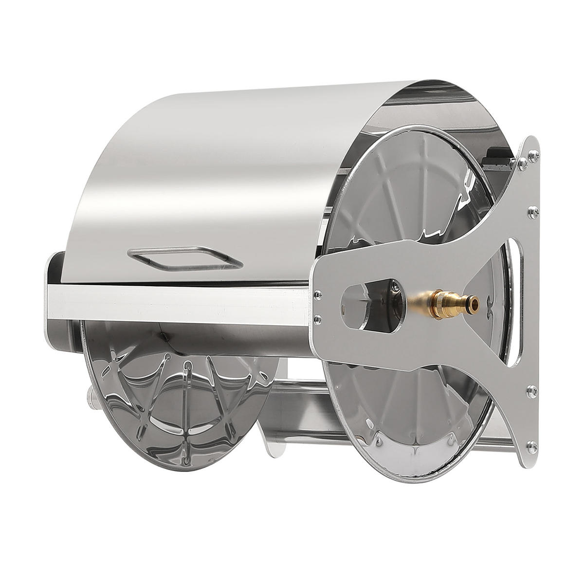 SCHLAUCHTROMMEL - Silberfarben, Metall (40/31/36cm) - Relaxdays