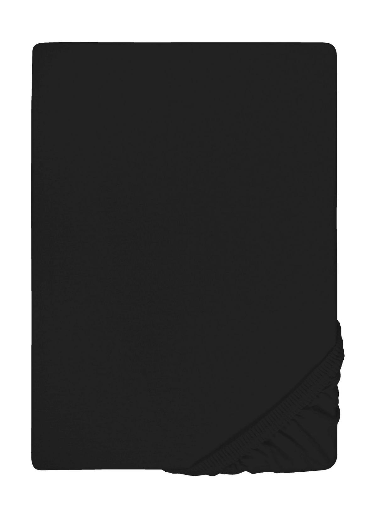 SPANNBETTTUCH Jersey schwarz, 140x200 cm - 160x220 cm - Schwarz, Textil (160/220cm) - biberna