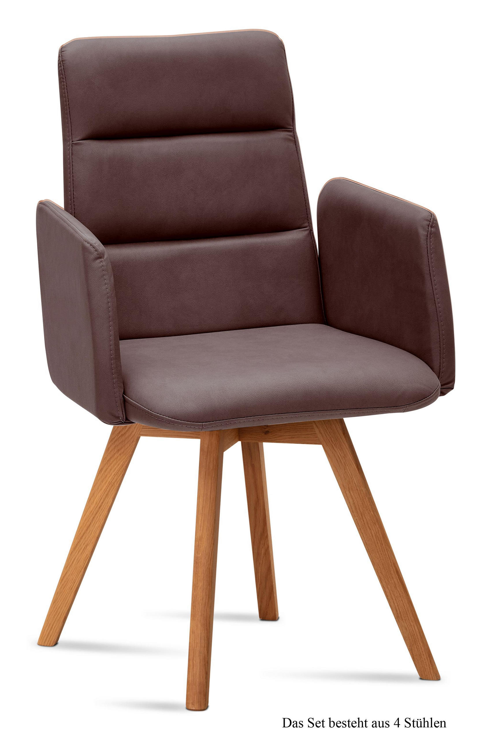 ARMLEHNSTUHL (4er-Set) Dobka 52x92x60 Eiche geölt/Braun - Eichefarben/Braun, Kunststoff (60/92/52cm) - 58aufmkessel