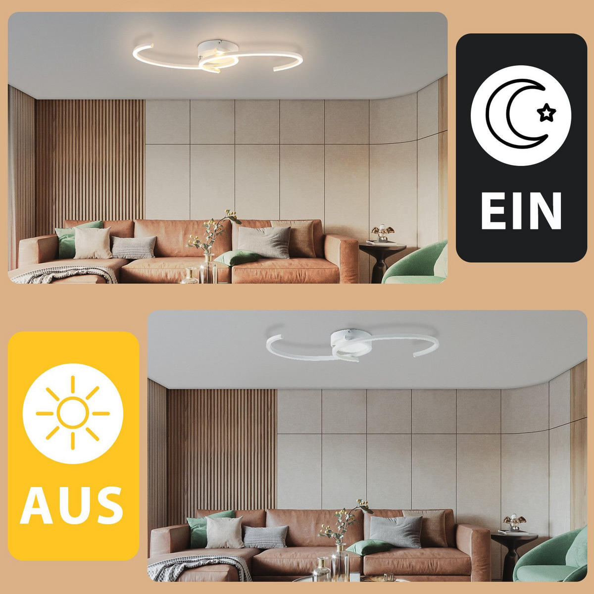 LED-DECKENLEUCHTE Kroeger 23/61.6/7cm - Weiß, Metall (61.6/23/7cm) - Nettlife