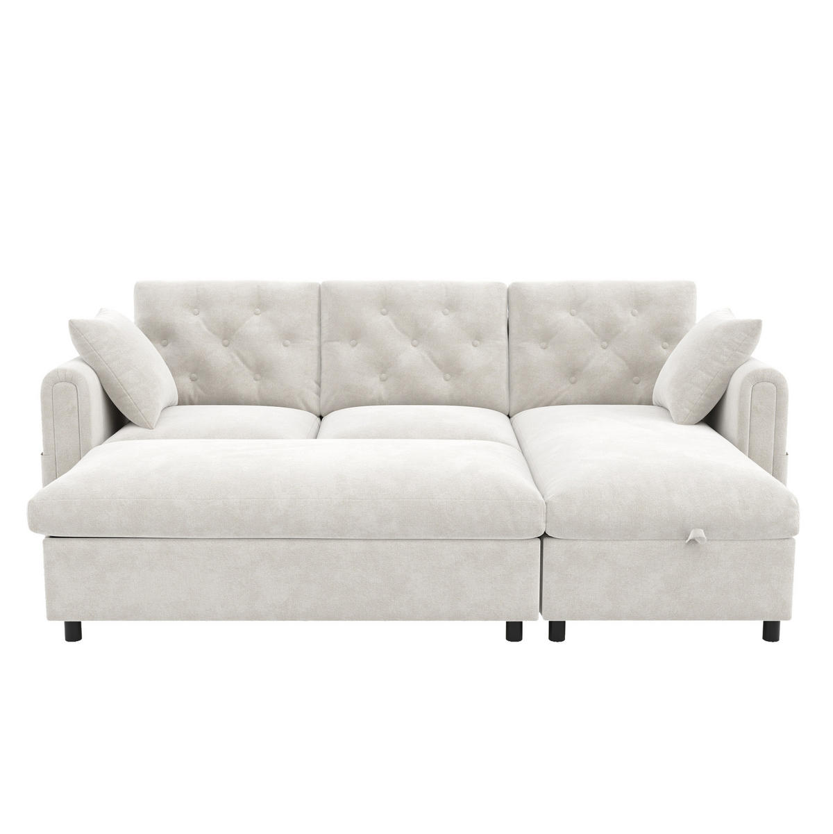 ECKSOFA 219/131/86 cm aus Samt mit Stauraum und variabler Chaiselongue Beige - Beige, Textil (131/219cm) - Modenvie