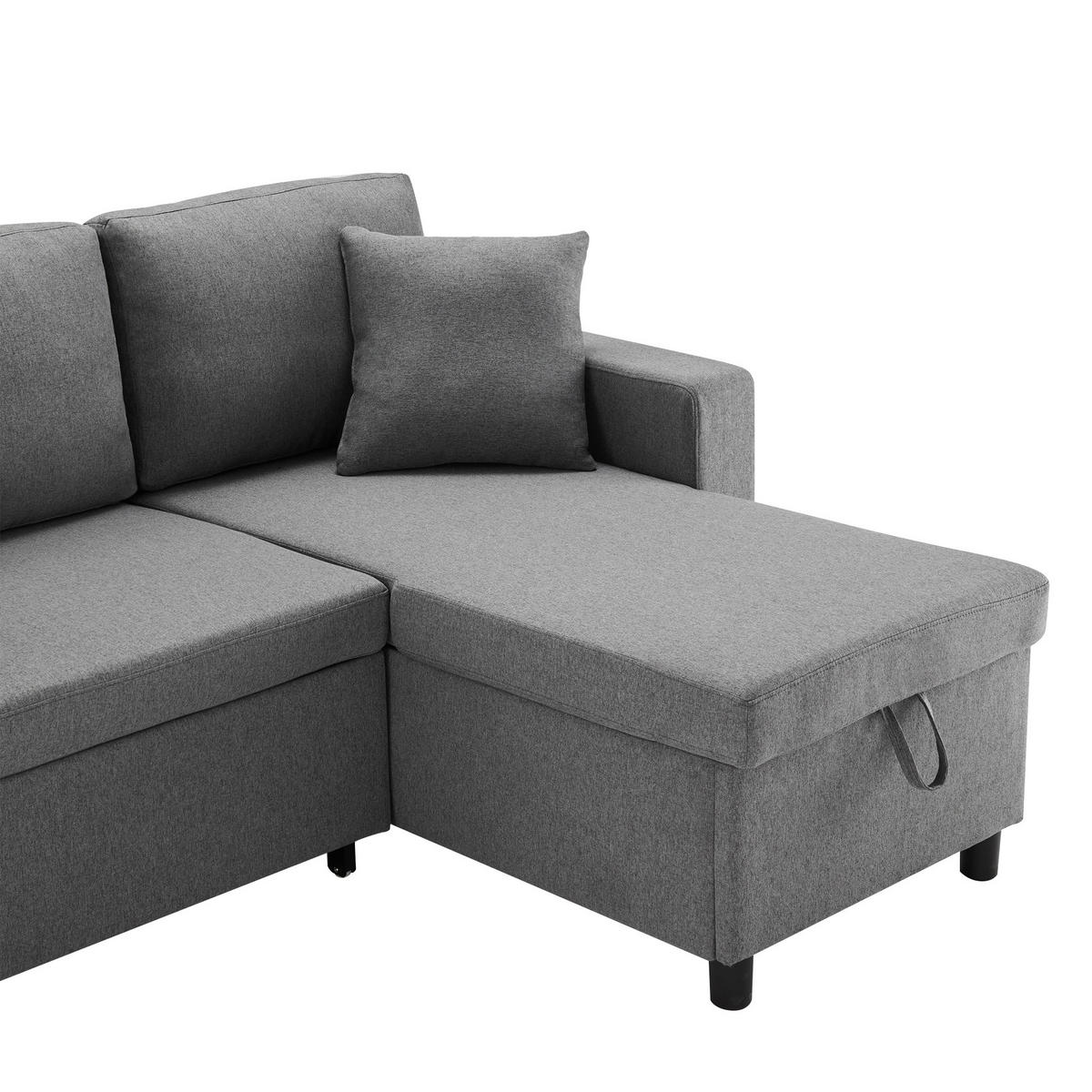 ECKSOFA L-Form mit Stauraum und Chaiselongue Dunkelgrau 219,5/142,5/83 cm - Dunkelgrau, Textil (219.5/142.5cm) - OKWISH