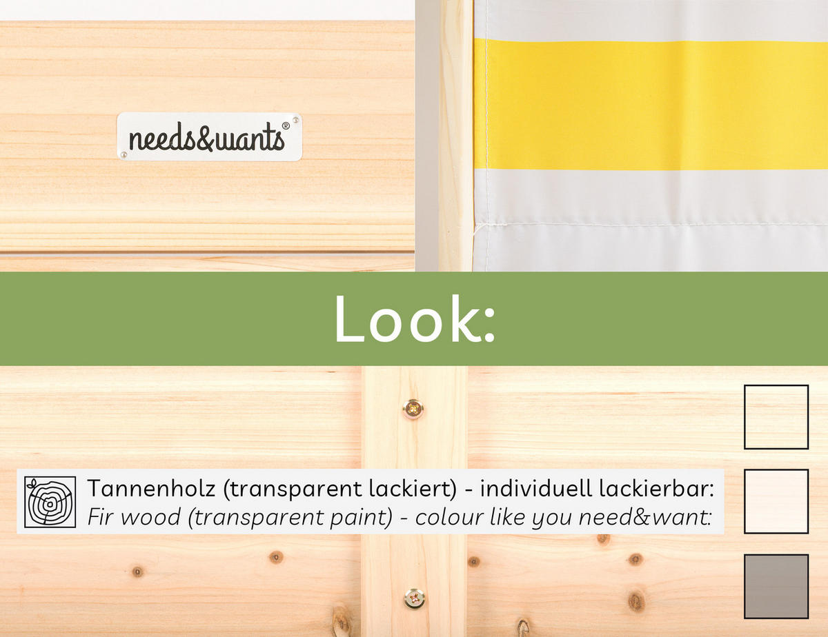 SANDKASTEN mit Abdeckung und Sitzbank aus Holz, wetterfest - Gelb, Holz (120/120/120cm) - needs&wants