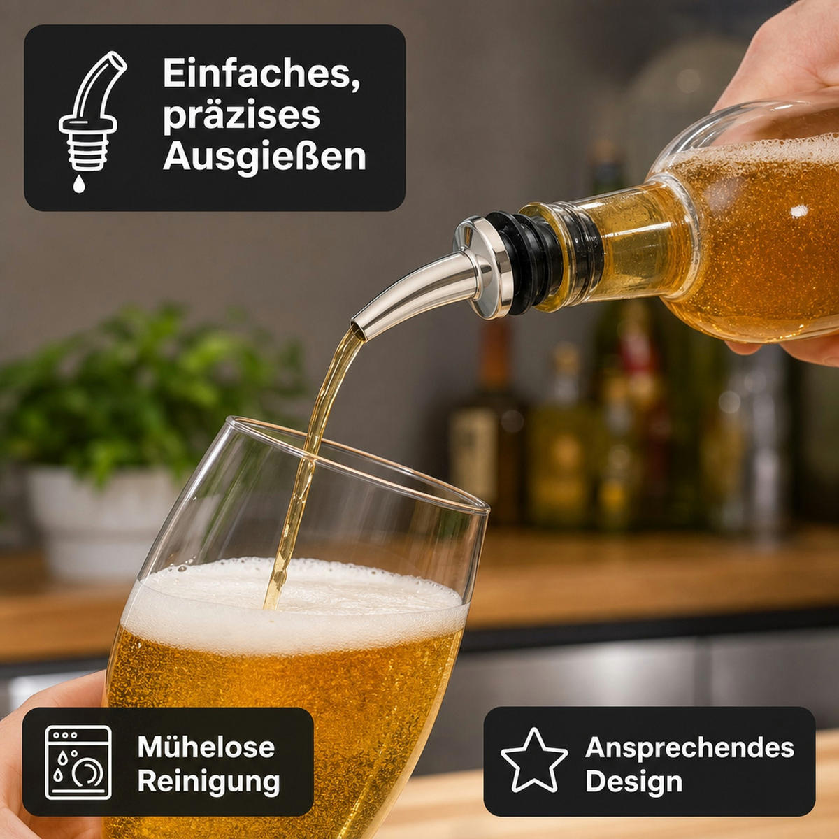 AUSGIESSER - Chromfarben, Metall (3/3/9cm) - ich-zapfe