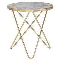 BEISTELLTISCH – Rund Marmoroptik Gold Metall 55x57 cm modern - Schwarz/Weiß, Holz/Metall (55/55/57cm) - KADIMA DESIGN