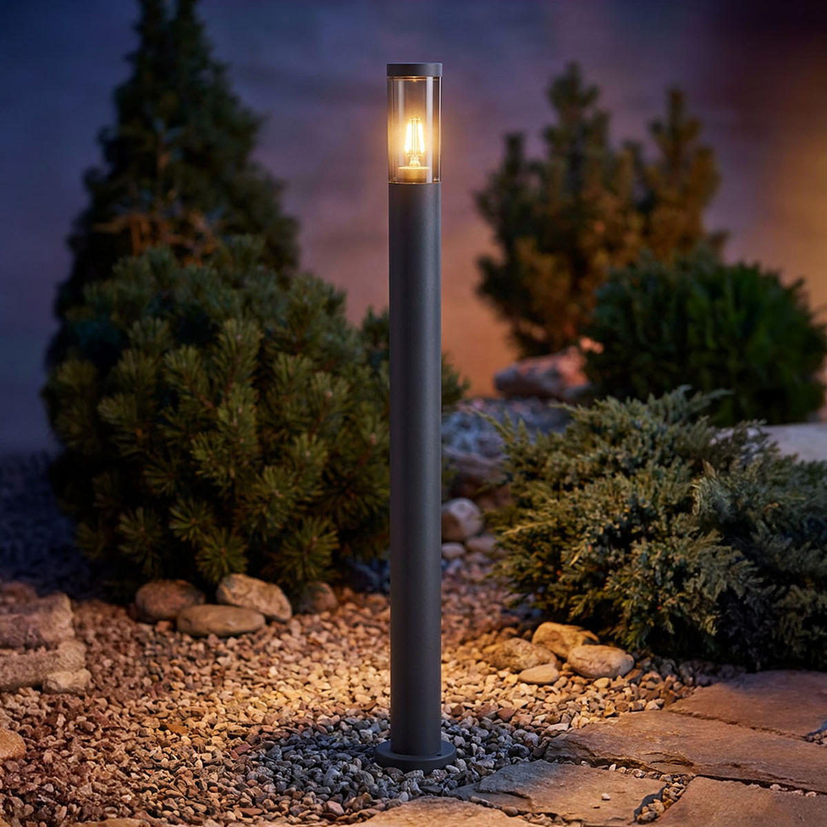 WEGELEUCHTE Edelstahl Anthrazit rauchig - Anthrazit, Metall (12.7/12.7/110cm) - Globo Lighting