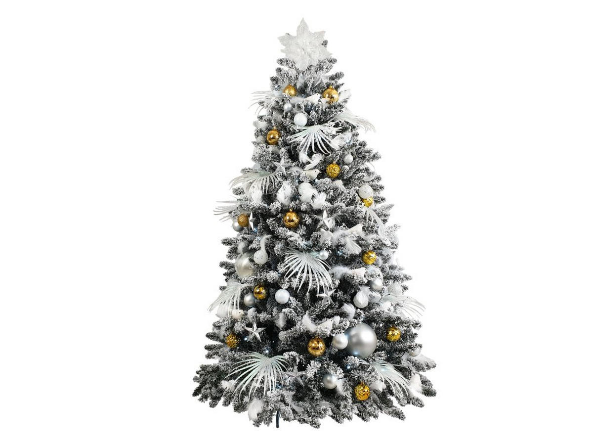 WEIHNACHTSBAUMSCHMUCK-SET POLAR GOLD II, 133-teilig, für Weihnachtsbäume 120–210 cm, inkl. Aufbewahrungsbox - Silberfarben/Goldfarben, Glas/Kunststoff (55/50/75cm) - LAALU