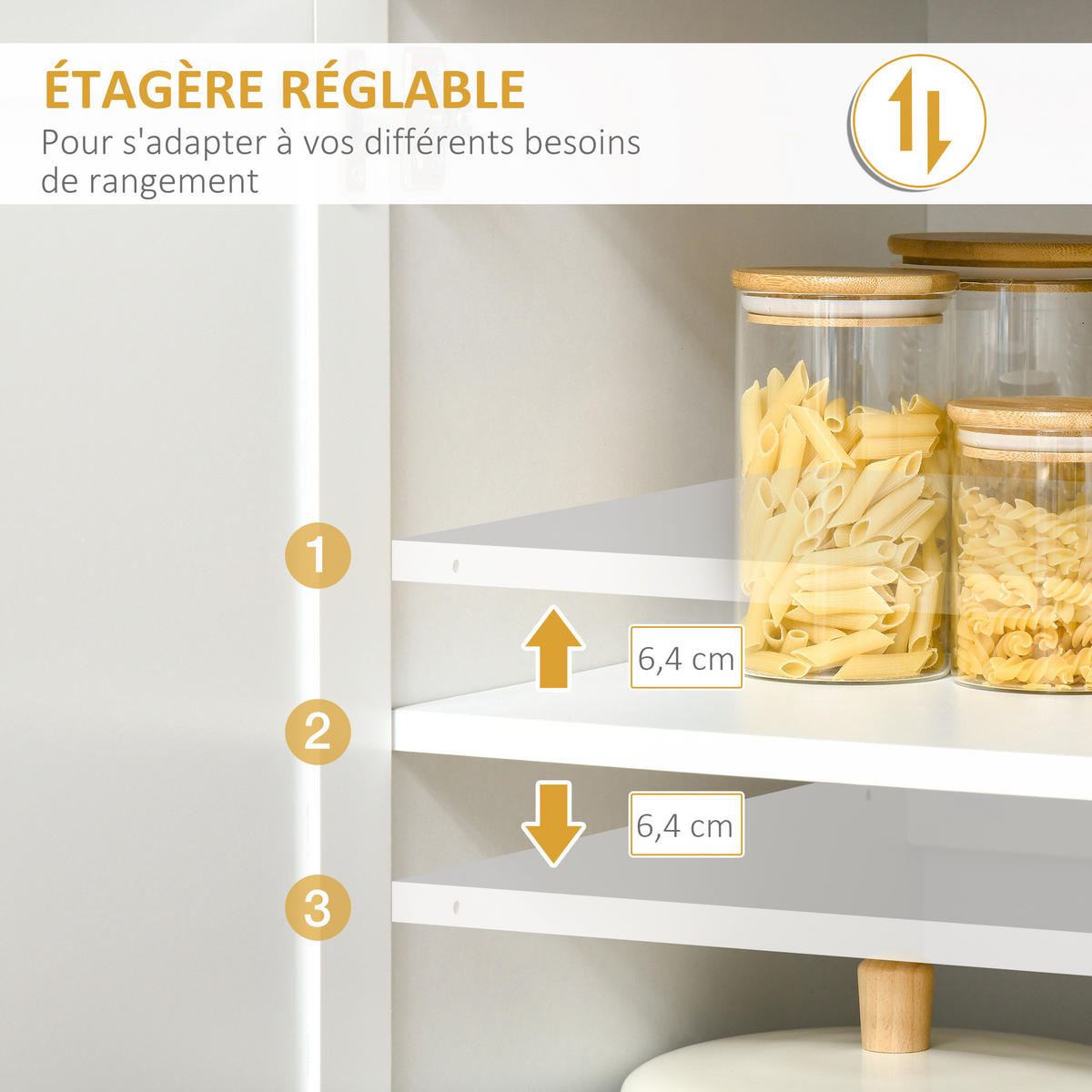 BUFFET DE-10998 2 Türen & große Schublade mit Vitrine Weiß - Weiß, Holzwerkstoff (121.92/431.8/203.2cm) - ComfortXL