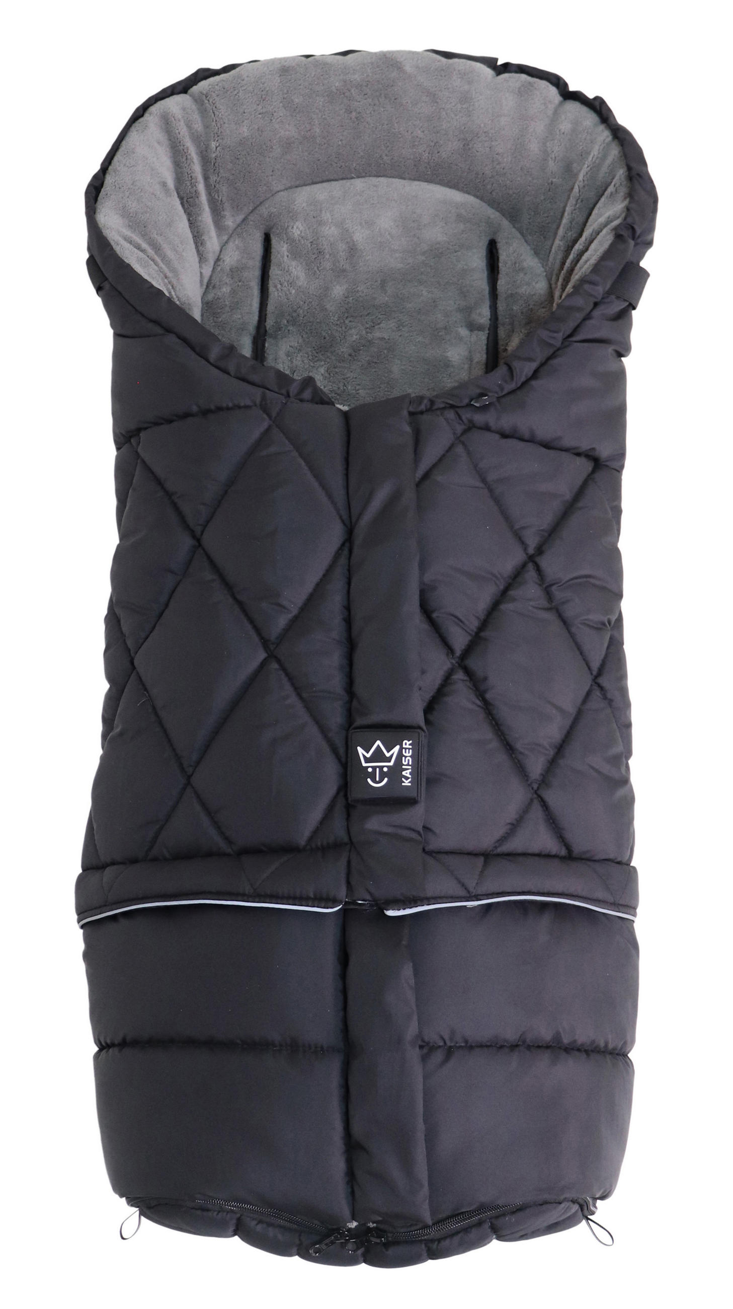 KINDERWAGEN-FUSSSACK Moony 2in1, Sherpa Fleece grey, black - Schwarz, Textil (48/10/105cm) - Kaiserbaby