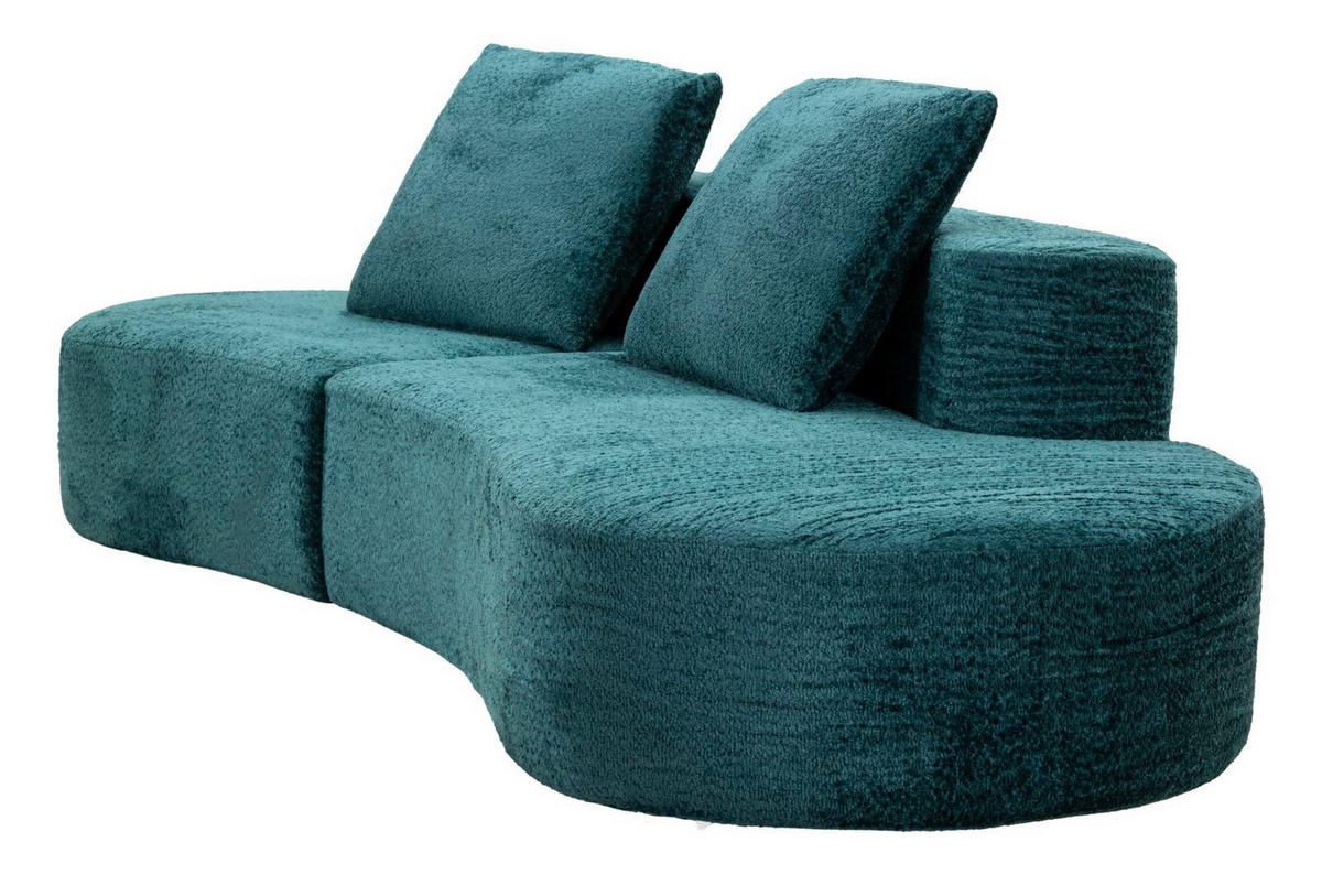 3-SITZER Sofa Bouclé Island - Dunkel Grün - Grün, Kunststoff/Textil (92/78/238cm) - Pasmara