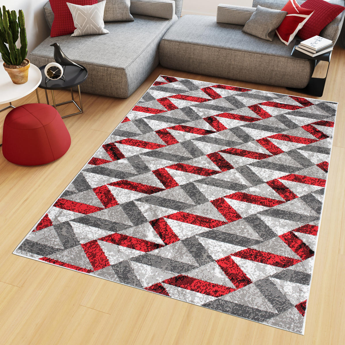 TEPPICH MAYA Rot Geometrisch Streifen Meliert 80/150 cm - Rot, Textil (80/150cm) - Tapiso