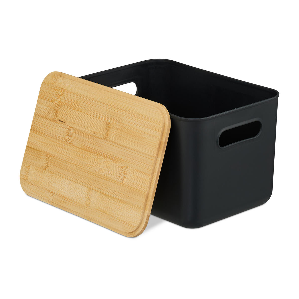 2XAUFBEWAHRUNGSBOX - Schwarz, Holz/Kunststoff (26/16/17.5cm) - Relaxdays