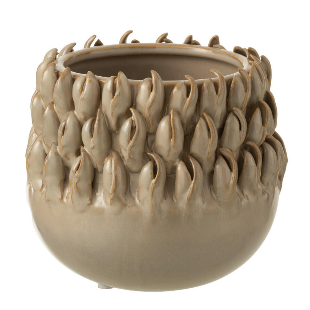 BLUMENTOPF IBIZA - Töpferei - Grau - L - Ø 15,5 cm - Grau, Keramik (15.5/14.5cm) - J-Line
