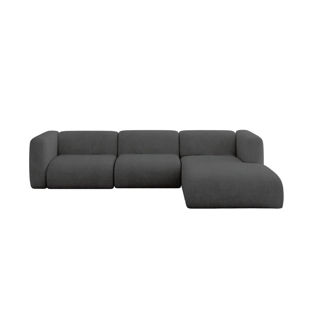 ALTDECOR ROHOVÁ SEDAČKA S PRAVOU OTOMANOU MIRA-L2 318x179x89 Tmavě šedá Velur