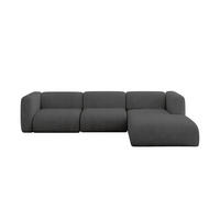 ECKSOFA Ottomane Rechts MIRA-L2 318x179x89 Dunkelgrau Velours - Dunkelgrau/Schwarz, Holzwerkstoff/Kunststoff (318/179cm) - ALTDECOR