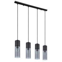 LED HÄNGELEUCHTE Metall Grau Rauchglas 4-Flammig - Grau, Glas (80/9/156cm)