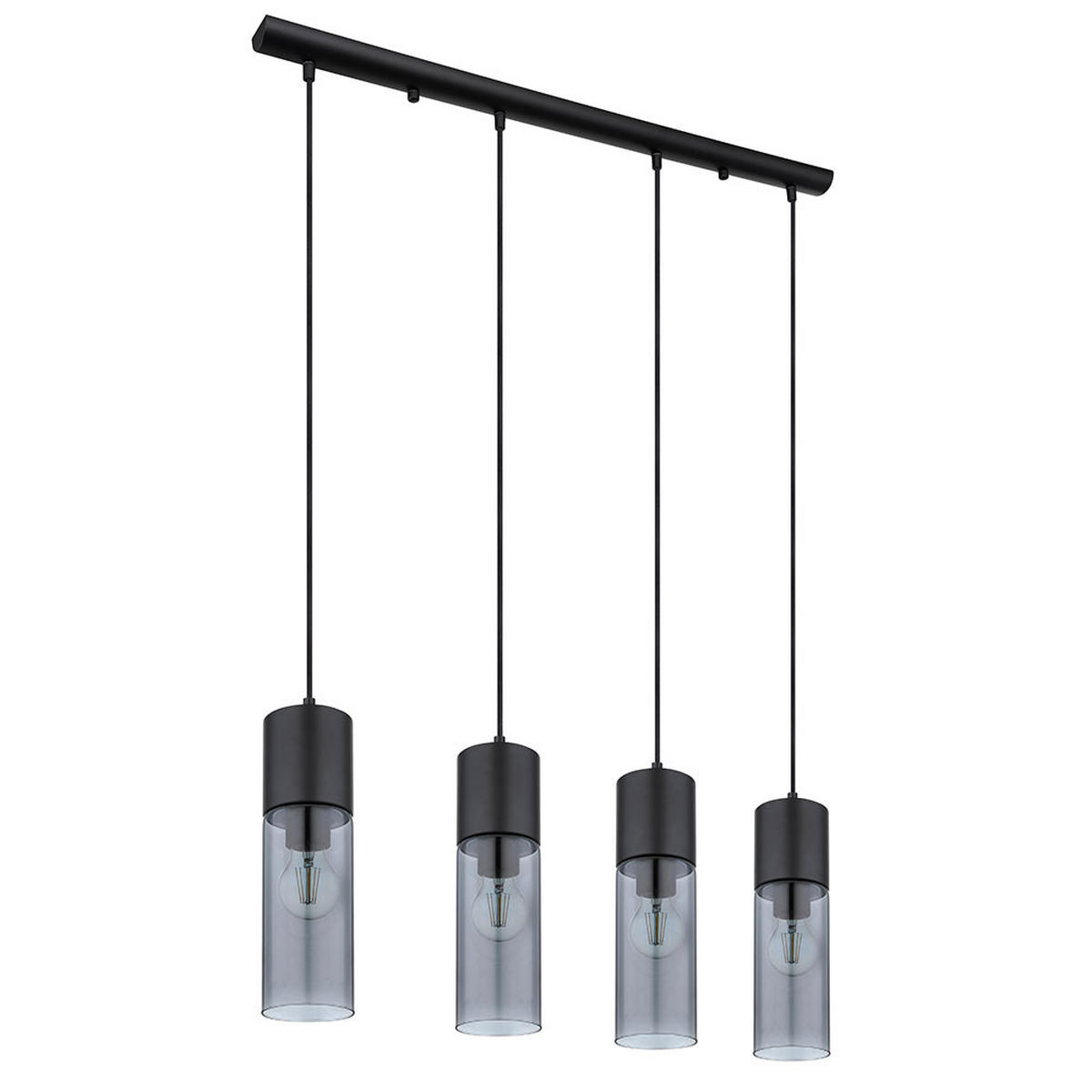 LED HÄNGELEUCHTE Metall Grau Rauchglas 4-Flammig - Grau, Glas (80/9/156cm)