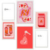 POSTER Set Mit 6 Moderne KunstIn Rosa A3 & A4 Weißer Rahmen - Weiß, Papier (29/3cm) - Nacnic