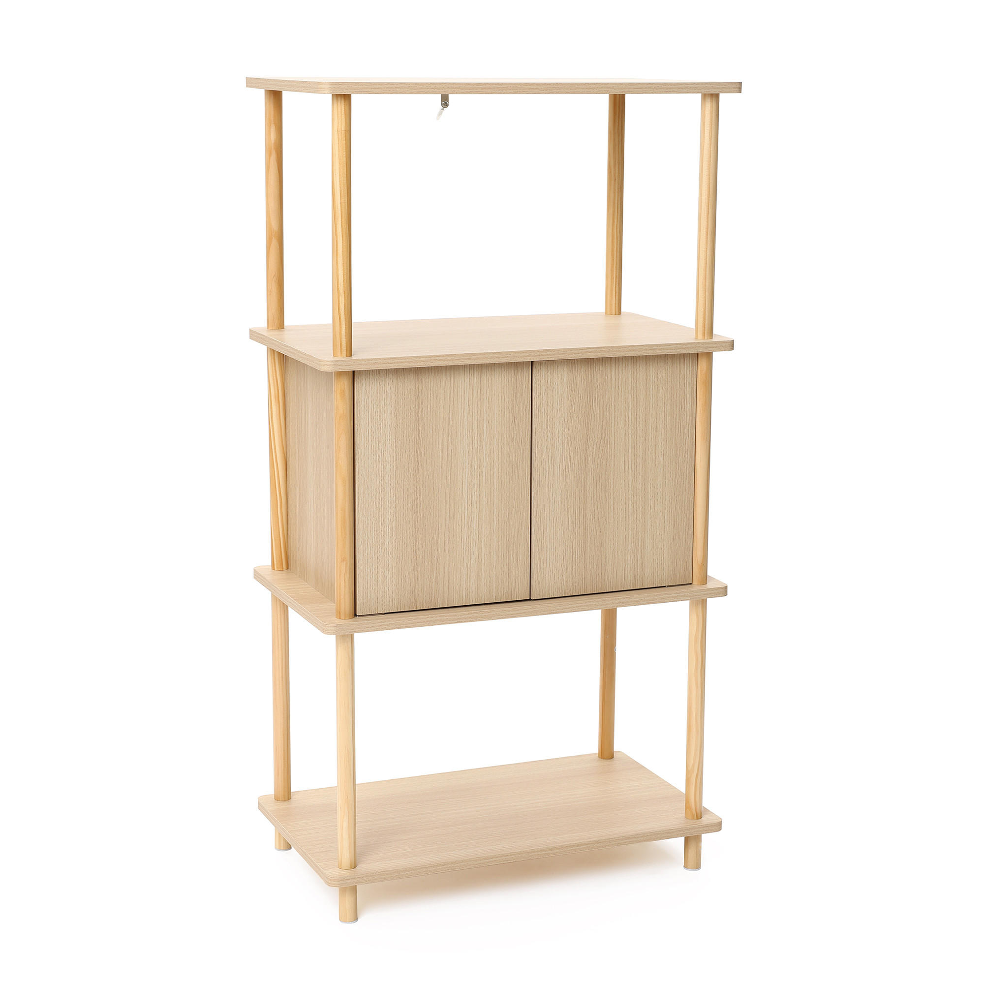 STANDREGAL mit 3 Ablagen und zweitürigem Stauraum - Alteiche, Holz (35/112.5/60cm) - Hometopia