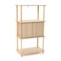 STANDREGAL mit 3 Ablagen und zweitürigem Stauraum - Alteiche, Holz (35/112.5/60cm) - Hometopia