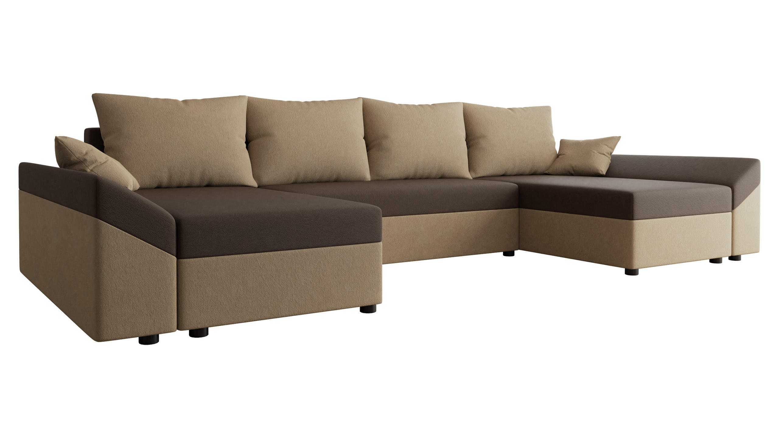 WOHNLANDSCHAFT Dante U - Beige/Schwarz, Holz/Kunststoff (310/82/140cm) - MIRJAN24