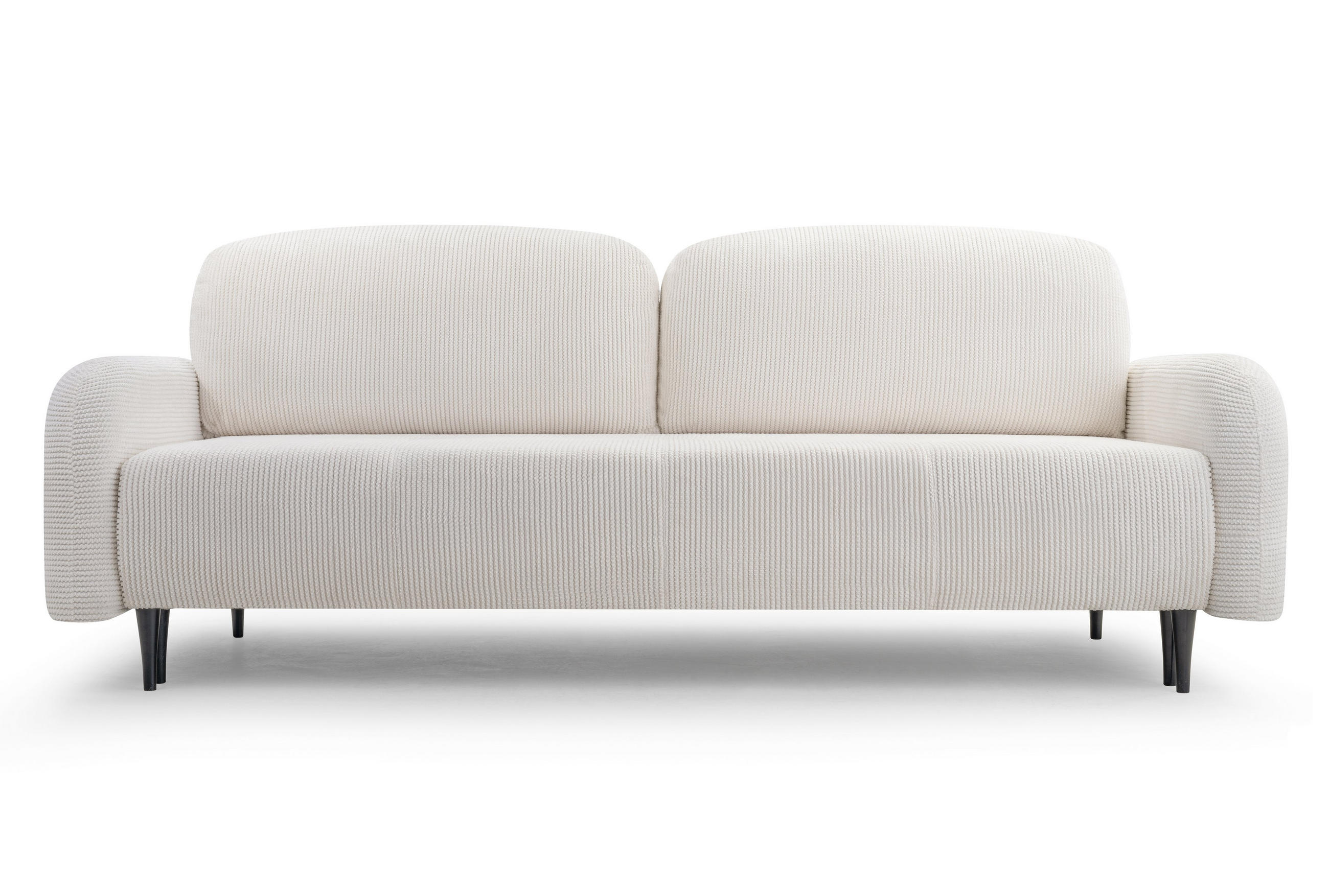 BETTSOFA VIVO Creme Geflochtener Stoff mit Schlaffunktion - Creme, Holz (230/95/102cm) - MASSENO