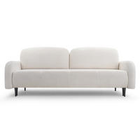 BETTSOFA VIVO Creme Geflochtener Stoff mit Schlaffunktion - Creme, Holz (230/95/102cm) - MASSENO