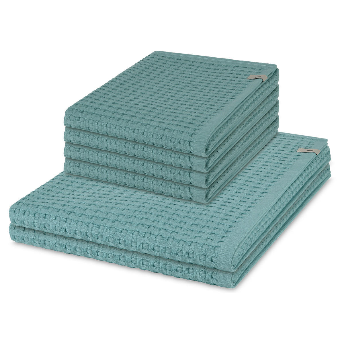 FROTTIERSET Piquee 6-teilig - Türkis, Textil (50/100cm) - MÖVE