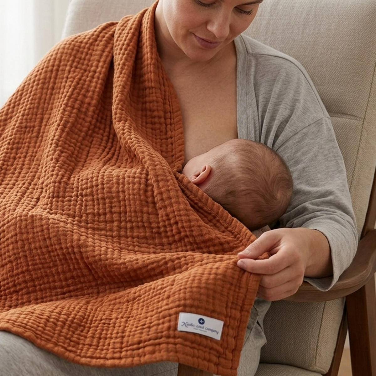 MUSSELINDECKE Babydecke Stilltuch Einschlagdecke Säuglingsdecke Mulltuch ab Geburt - Braun, Textil (80/80cm) - nordic coast company