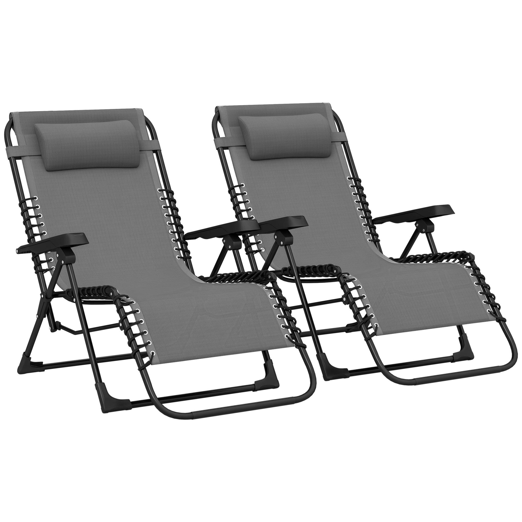 SONNENLIEGE 2er-Set DE-15656 5-fach verstellbar, klappbar Grau - Grau, Metall (65/112/90cm) - ComfortXL