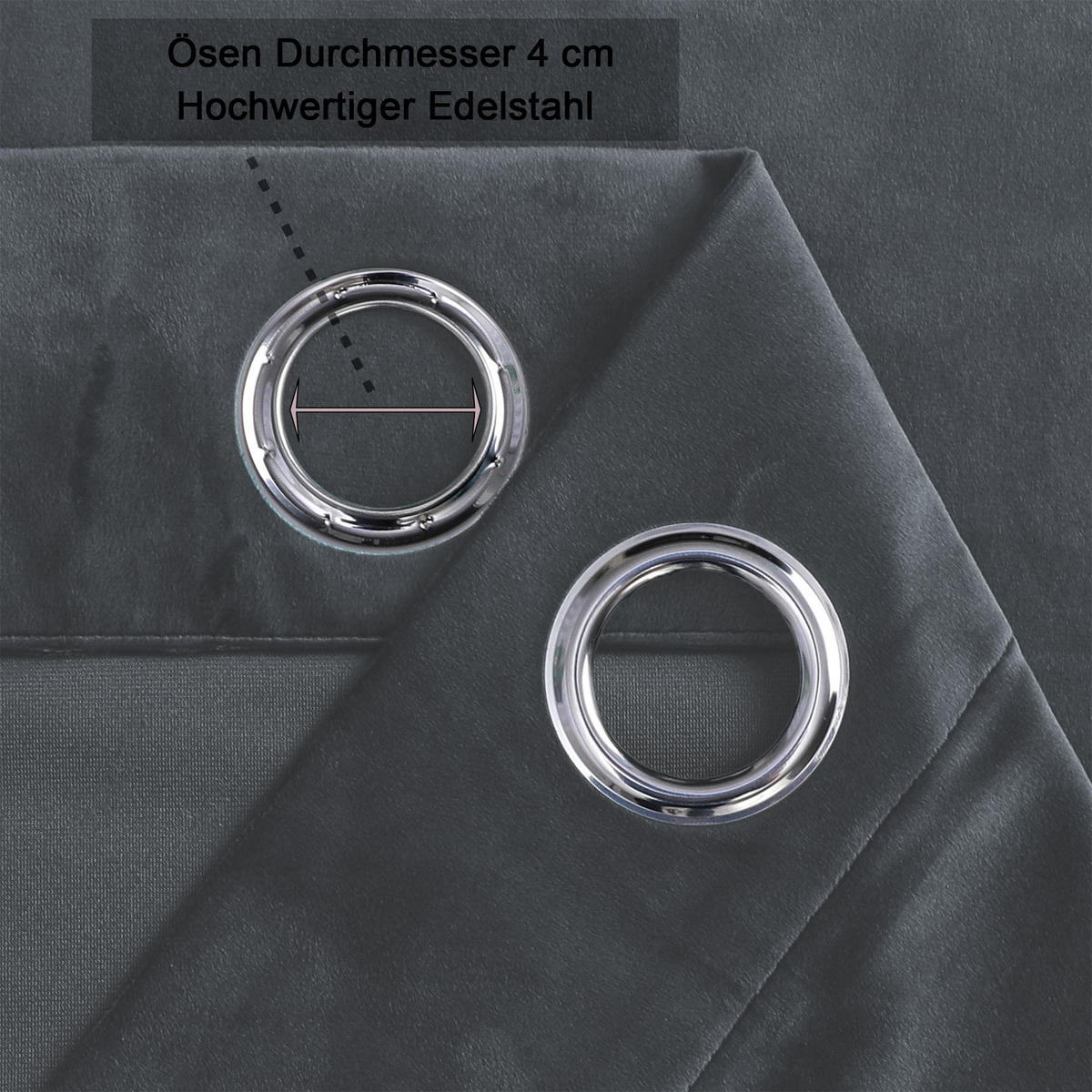 VORHANG Ösen Samt 140/245 cm Anthrazit - Anthrazit, Textil (140/245/245cm) - TiborTex