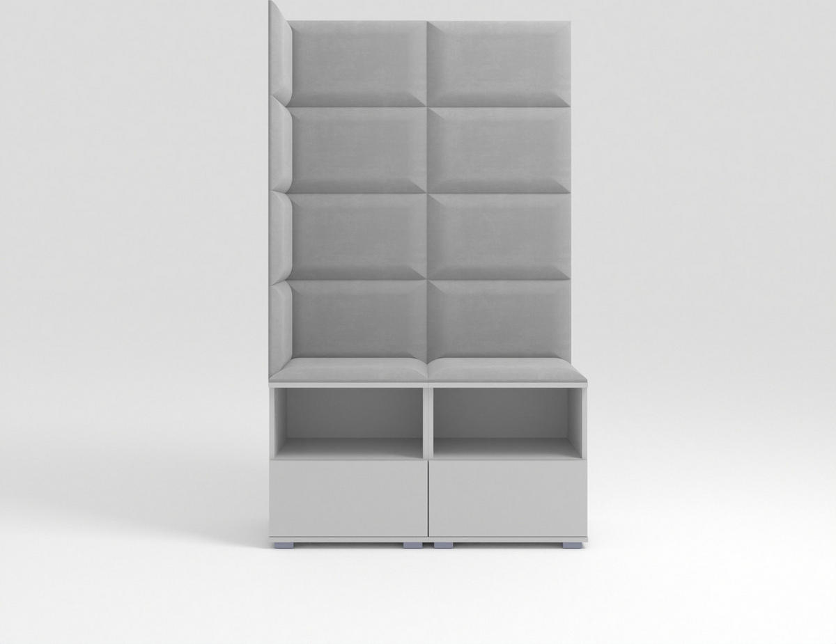 GARDEROBEN-SET Nela V mit gepolsterten Paneelen 100/174/40 - Silberfarben/Weiß, Holzwerkstoff/Kunststoff (100/174/40cm)