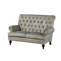 SOFA 2-Sitzer Echtleder 140x84x94 grau CHESTERFIELD #206 - Grau, Leder (140/94/84cm) - Massivmoebel24